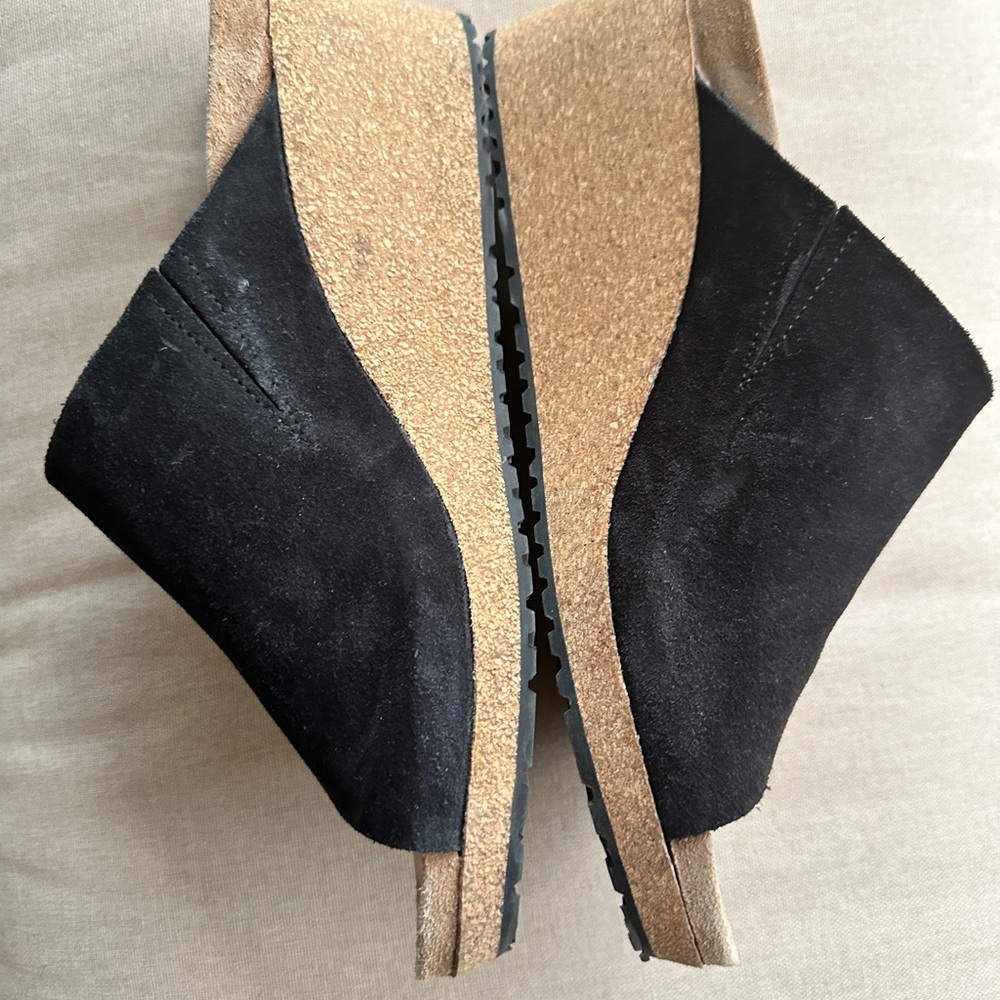 Papillo by Birkenstock Black Suede Wedge Sandals